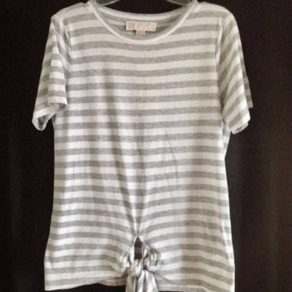 Michael Kors Short Sleeve Tie Front Striped Top Sz S - Picture 3 of 5